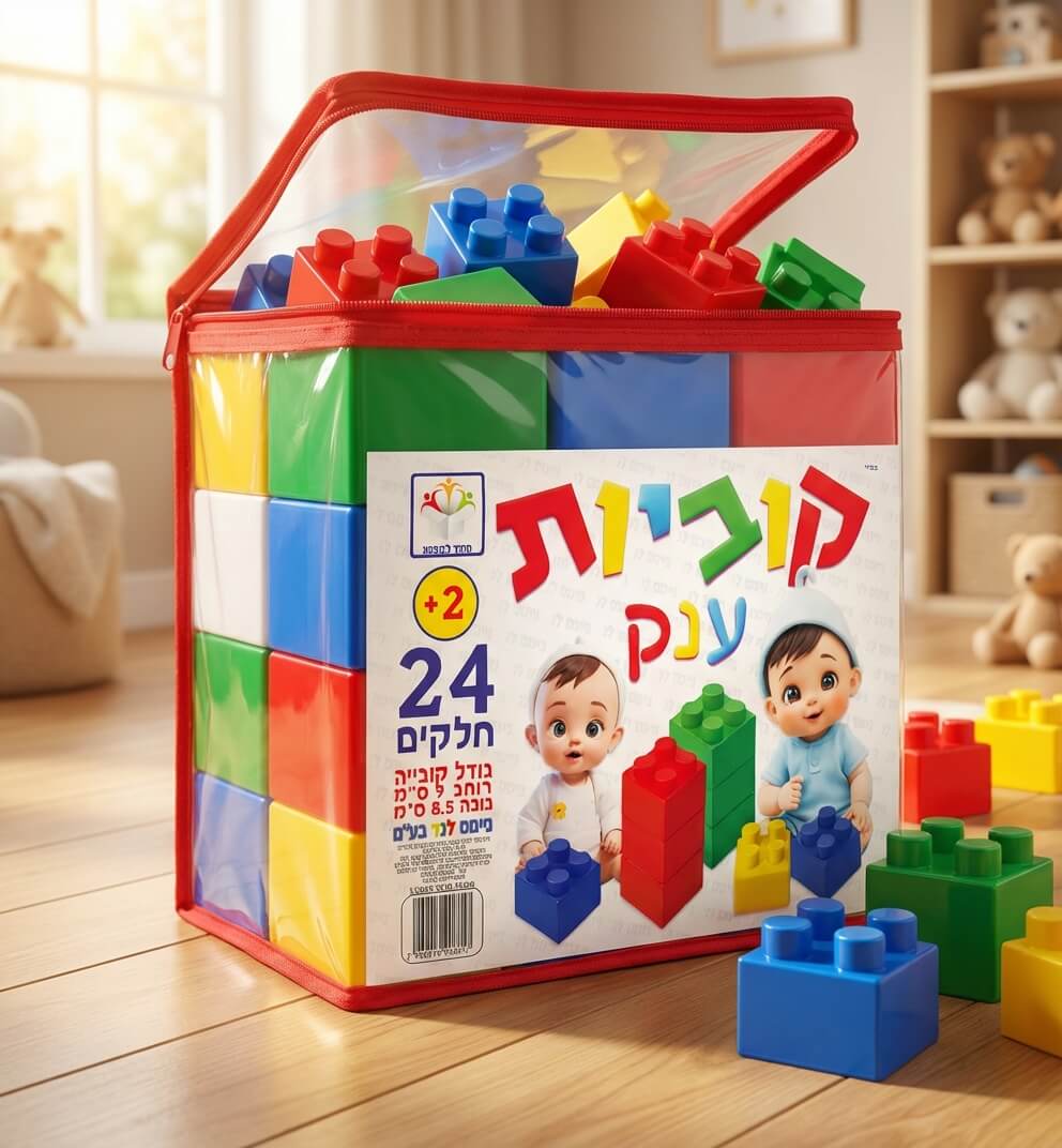 קוביות בנייה ענק לפעוטות 24 חלקים 2+