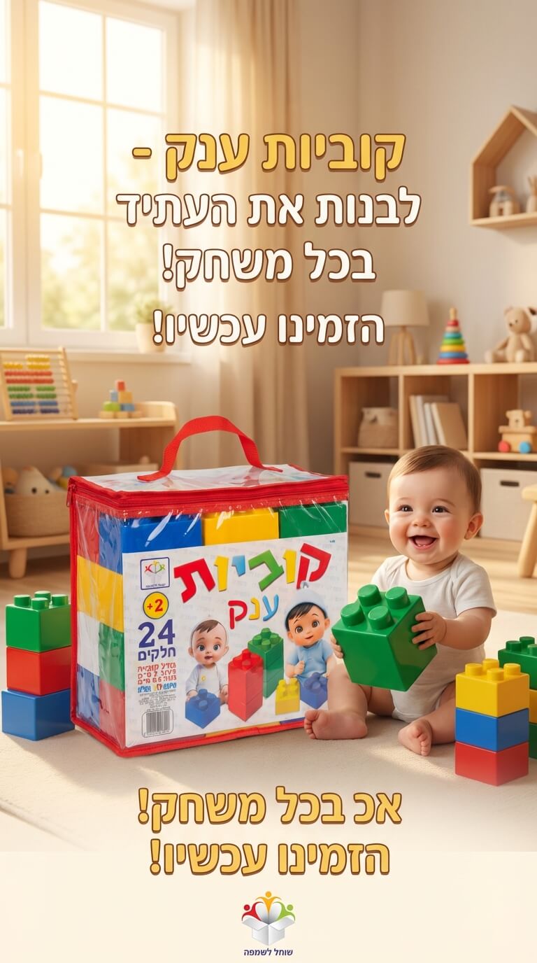 קוביות בנייה ענק לפעוטות 24 חלקים 2+