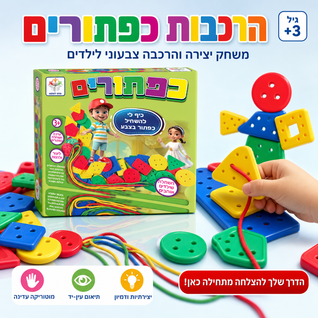 הרכבות כפתורים - משחק יצירה והרכבה